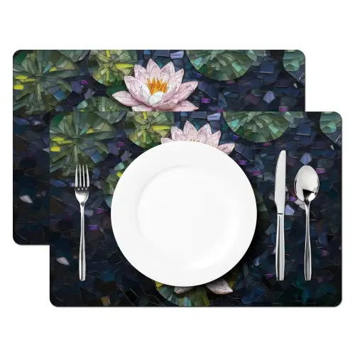 Glasstukjes - Leliebladeren - Vis - Oranje Placemat vinyl groot -zzsfeer2_Kitchenyeah-website