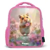 Hamster - Bloem - Natuur - Dier Kinderrugzak - Roze middel -3d
