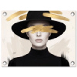 Vrouw - Portret - Modern - Goud - Kunst tuinposter los doek klein -3d