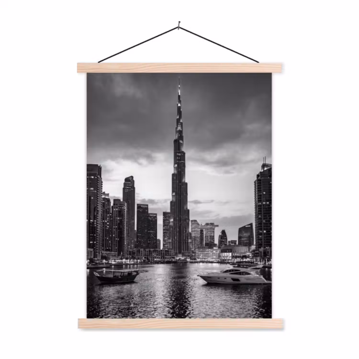 Hanging Poster - City - Skyline - Architecture - Evening - Black and white