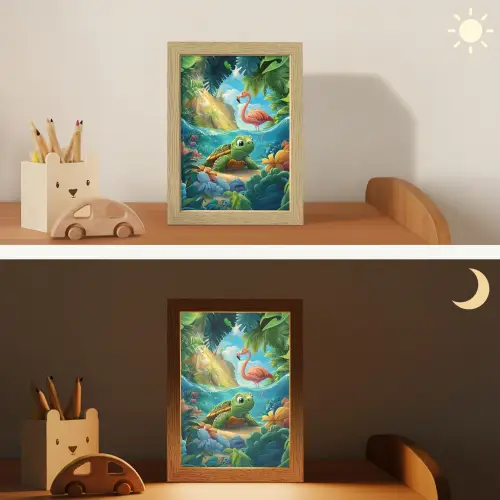 Schildpad - Flamingo - Tropisch - Oceaan Light Box met kabel klein -sfeer3_kind