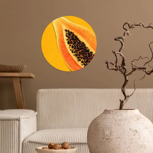 Papaja - Oranje - Topisch Wandcirkel behangsticker klein -sfeer1