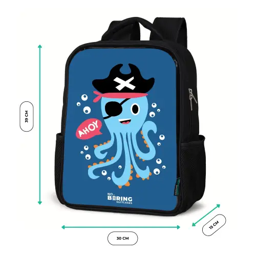 Piraten octopus met een hoed Rugzak - Zwart middel -productfoto_formaten