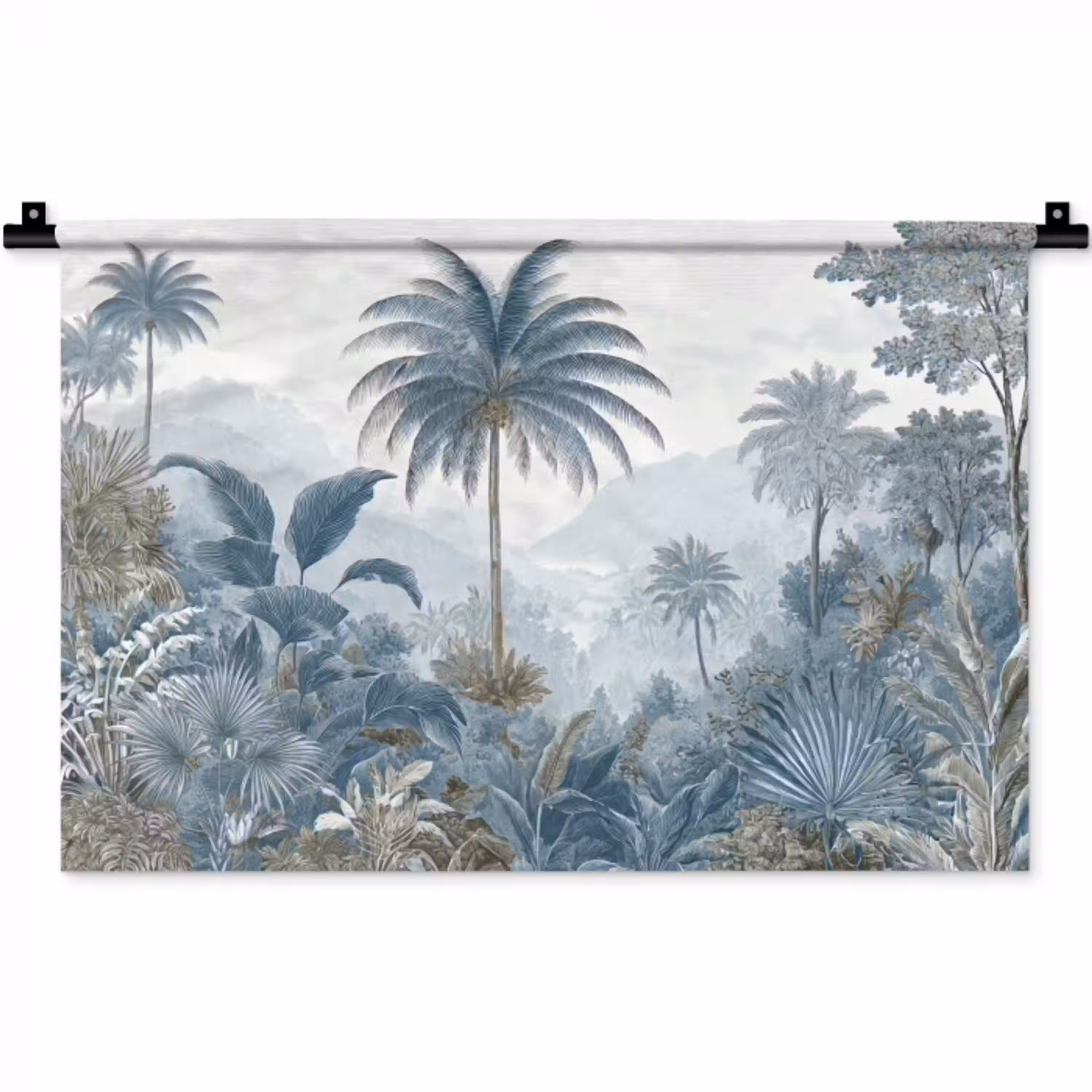 Jungle - Modern - Blauw - Groen Wandkleed katoen klein -zz3d