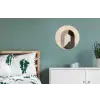 Grafisch gebogen motief - Beige Wandcirkel aluminium klein -slaapkamer