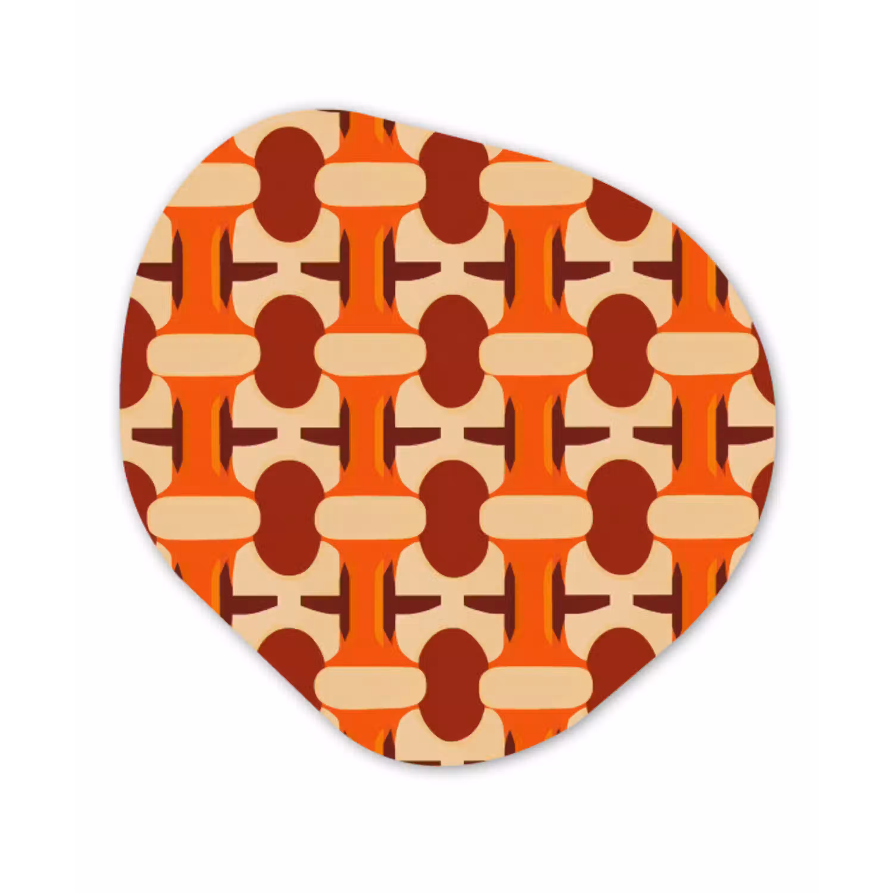 Geometrisch - Retro - Oranje Wandcirkel Organisch Forex 3mm klein 629 -3d