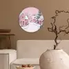 Kerstdorp - Roze - Winter - Sneeuw - Huizen Wandcirkel kunststof plaat 5mm dik klein -sfeer1