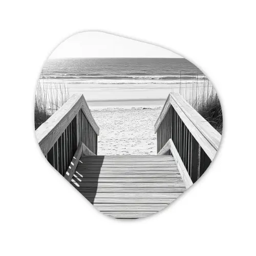 Loopbrug - Hout - Strand - Zee Wandcirkel Organisch Forex 3mm klein -3d