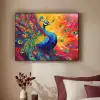 Pauw - Kunst - Schilderij - Pauwenveren Textielframe - compleet frame klein -sfeer1
