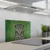 Panter - Zebrapatroon - Groen keuken achterwand spatscherm klein -3d_schuin