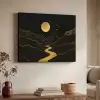 Rivier - Goud - Maan - Vogels Textielframe zwart klein -sfeer3