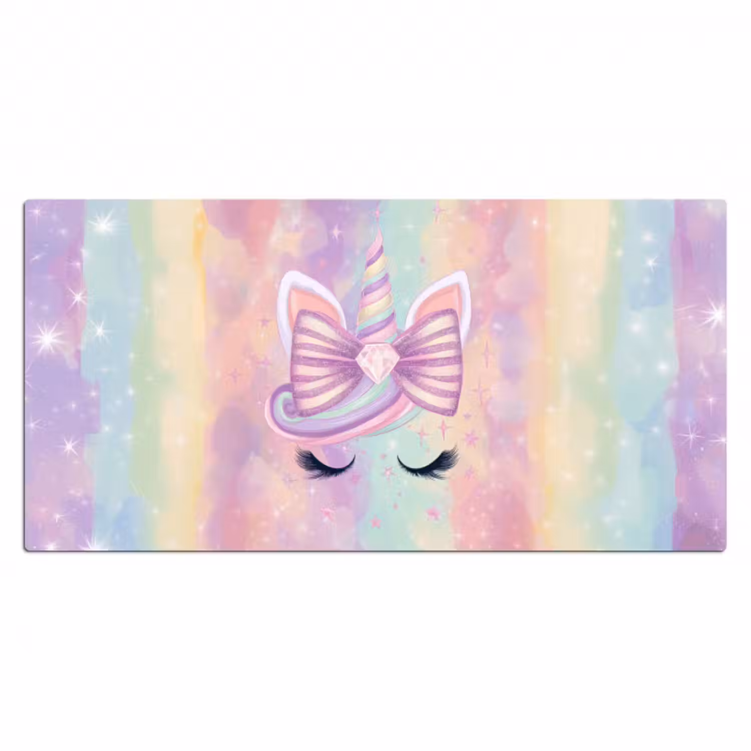 Schreibtischunterlage - Einhorn - Glitzer - Regenbogen - Pastell