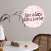 Koeienprint - Roze - Cowboy - Horse Wandcirkel behangsticker klein -sfeer3