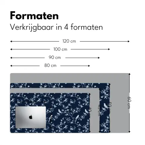 Grafisch - Bloesemtak - Blauw Muismat XXL klein 681 -sfeer5