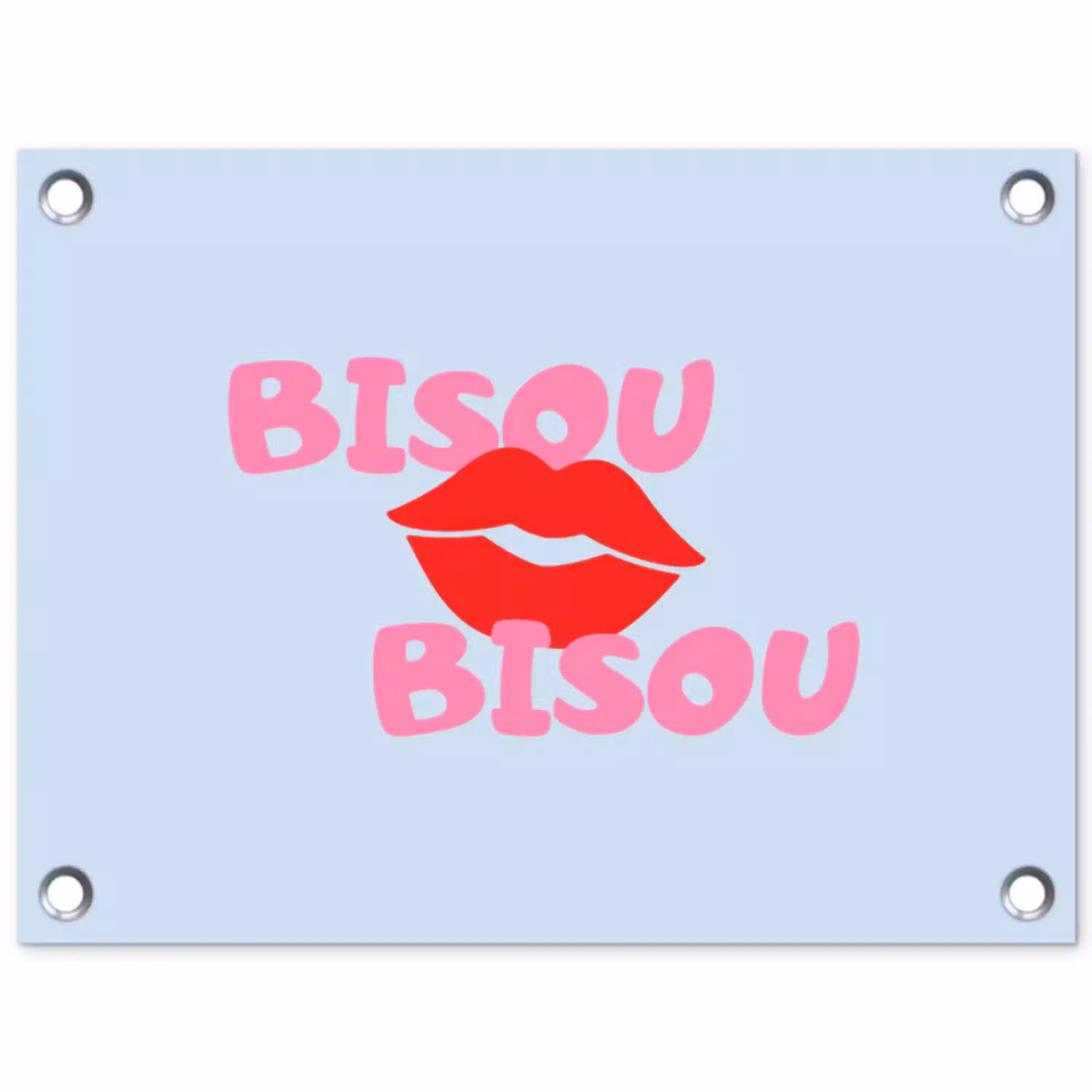 Lippen - Bisou - Blauw tuinposter los doek klein -3d