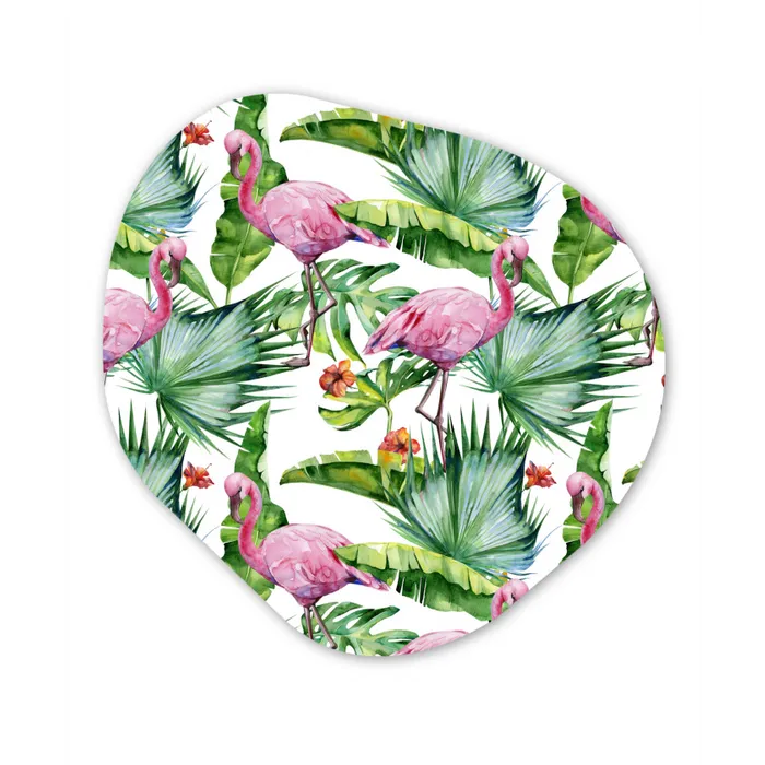 Inductie beschermer - Flamingo - Bladeren - Afdekplaat voor kookplaat - Tropisch Wandcirkel Organisch Plexiglas middel -3d