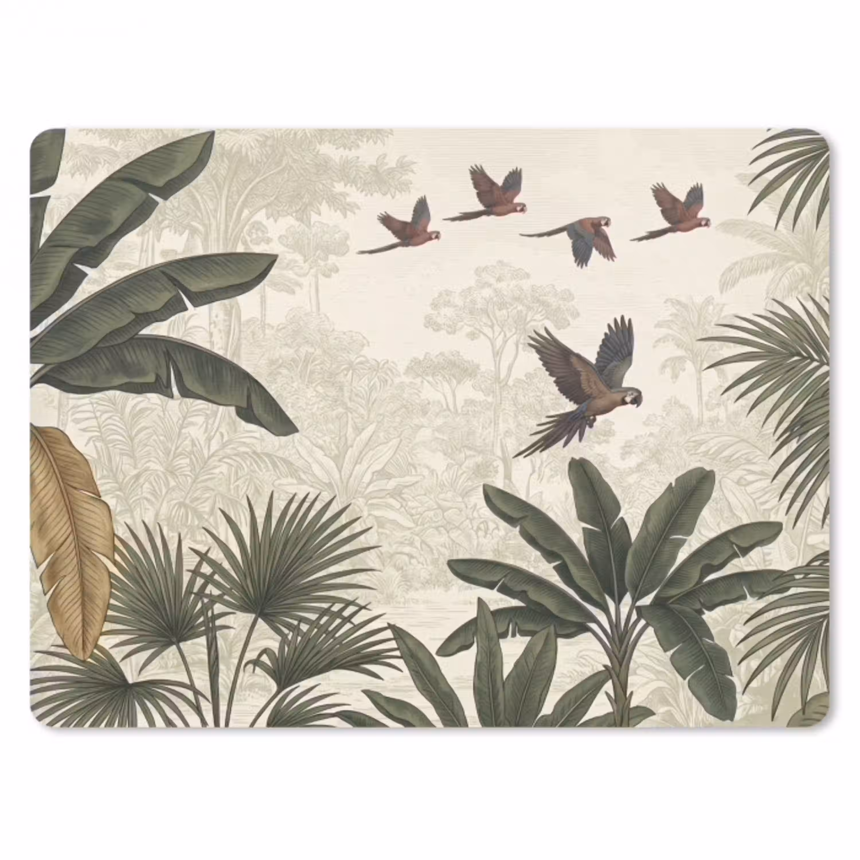Papagaaien - Jungle - Tropisch - Green muismat rubber klein -3d