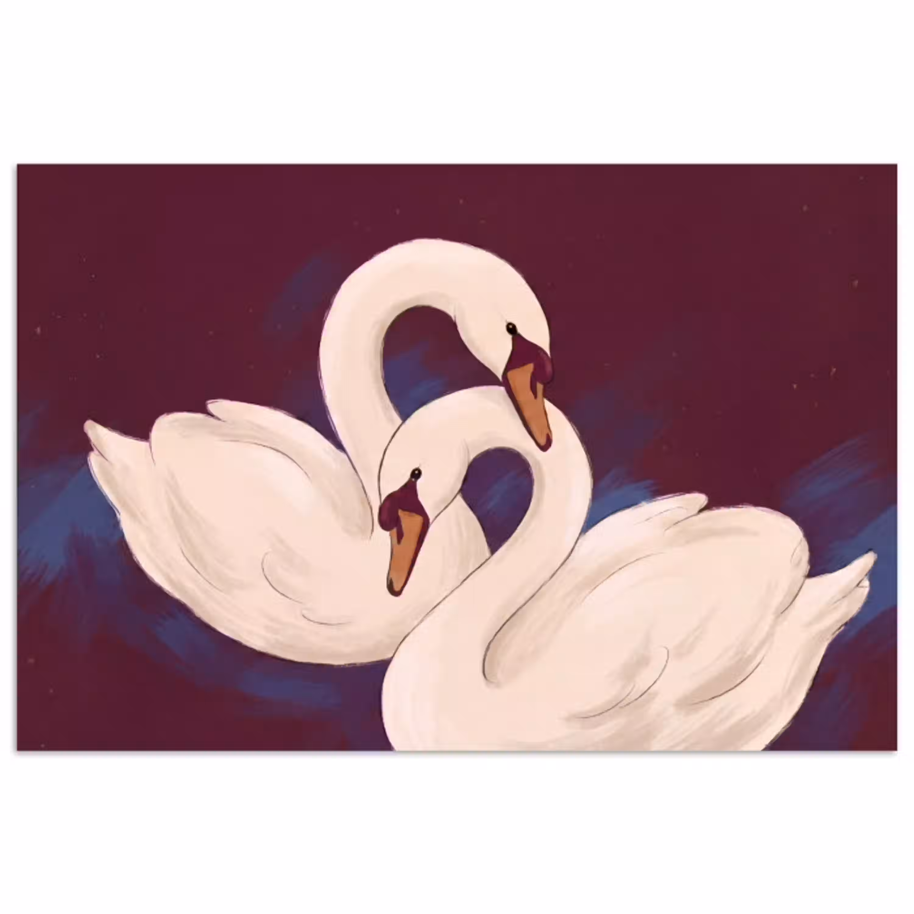 Vogel - Koppel - Liefde - Abstract - Wit poster papier klein -3d
