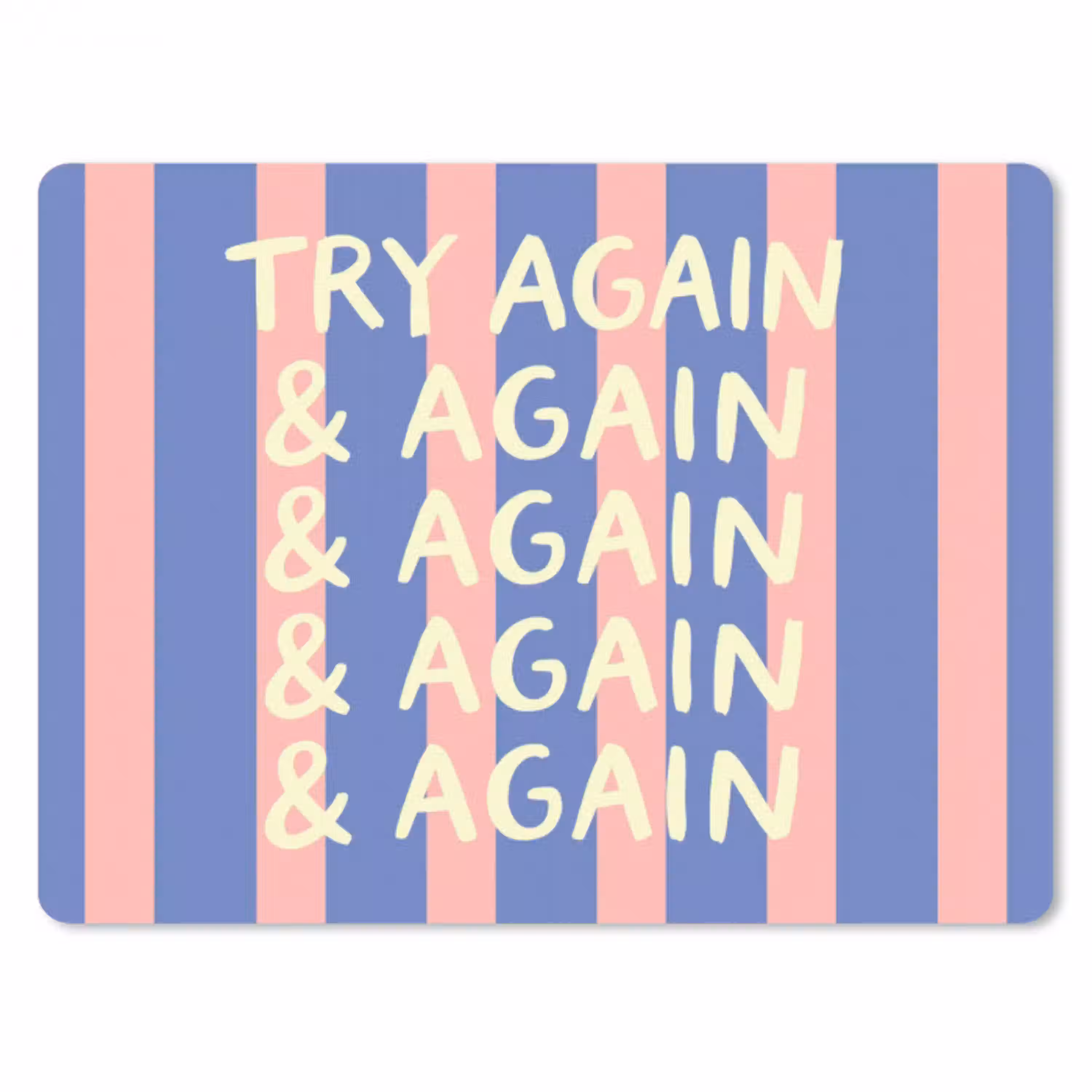 Try again - Strepen - Roze - Verticaal - Blauw muismat rubber klein -3d
