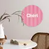 Gestreept - Roze - Chéri Wandcirkel kunststof plaat 5mm dik klein -sfeer4