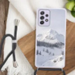Berg - Sneeuw - Winter - Natuur - Wit Hoesje Samsung Galaxy A52 5G met koord klein -sfeer4