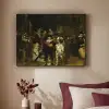 De Nachtwacht - Kunst - Oude meesters - Rembrandt Textielframe - compleet frame klein -sfeer1