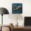 Wereldkaart - Geborduurd - Verschillende tinten plexiglas 5mm klein -sfeer6