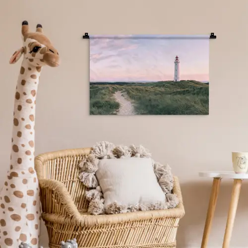 Vuurtoren - Duinlandschap - Zee Wandkleed katoen klein -wsfeer5_kind