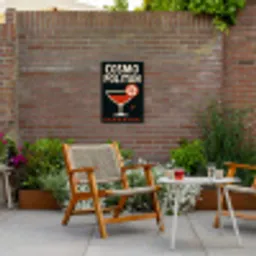Cocktail - Zwart - Illustratie Tuinposter op houten frame 2 cm dik klein -sfeer3