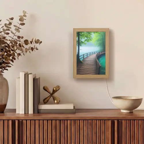 Brug - Water - Rivier - Bos Light Box met kabel (Tafellamp) klein -sfeer2