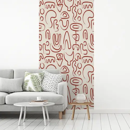 Beige - Vormen - Rood - Patroon fotobehang vinyl groot 64 -woonkamer