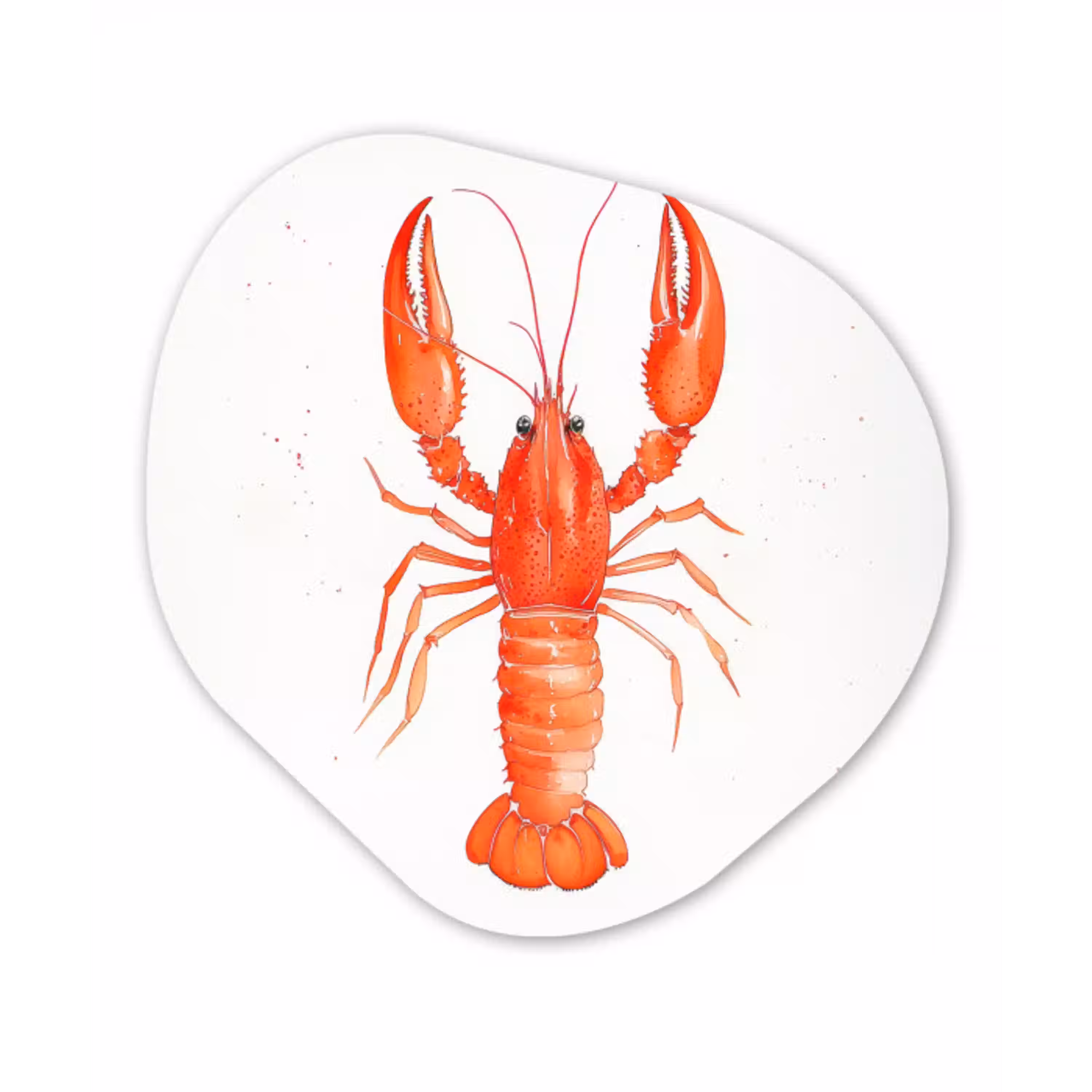 Kreeft - Waterverf - Aquarel - Oranje Wandcirkel Organisch Plexiglas middel -3d