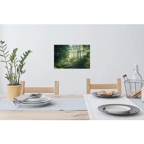 Bos - Pad - Zon - Bomen - Groen - Natuur Muursticker klein -eettafel