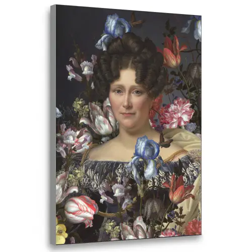 Johanna Henriette Engelen - Dubois Drahonet - Bloemen Textielframe zilver middel -3d