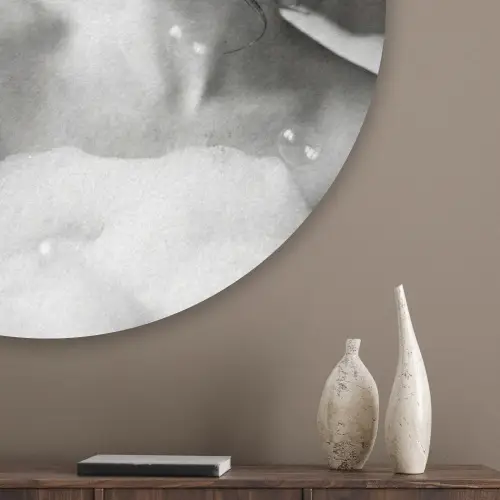 Bad - Bubbels - Zwart - Wit Akoestische PET Vilt - Rond klein -sfeer5_closeup