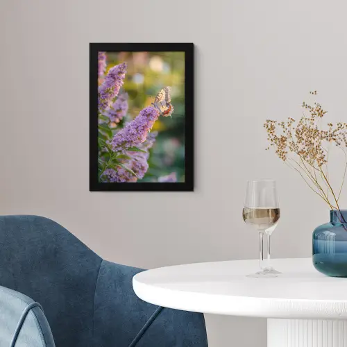 Sierlijke - Vlinder - Paarse - Bloemen fotolijst zwart zonder passe partout klein -sfeer4
