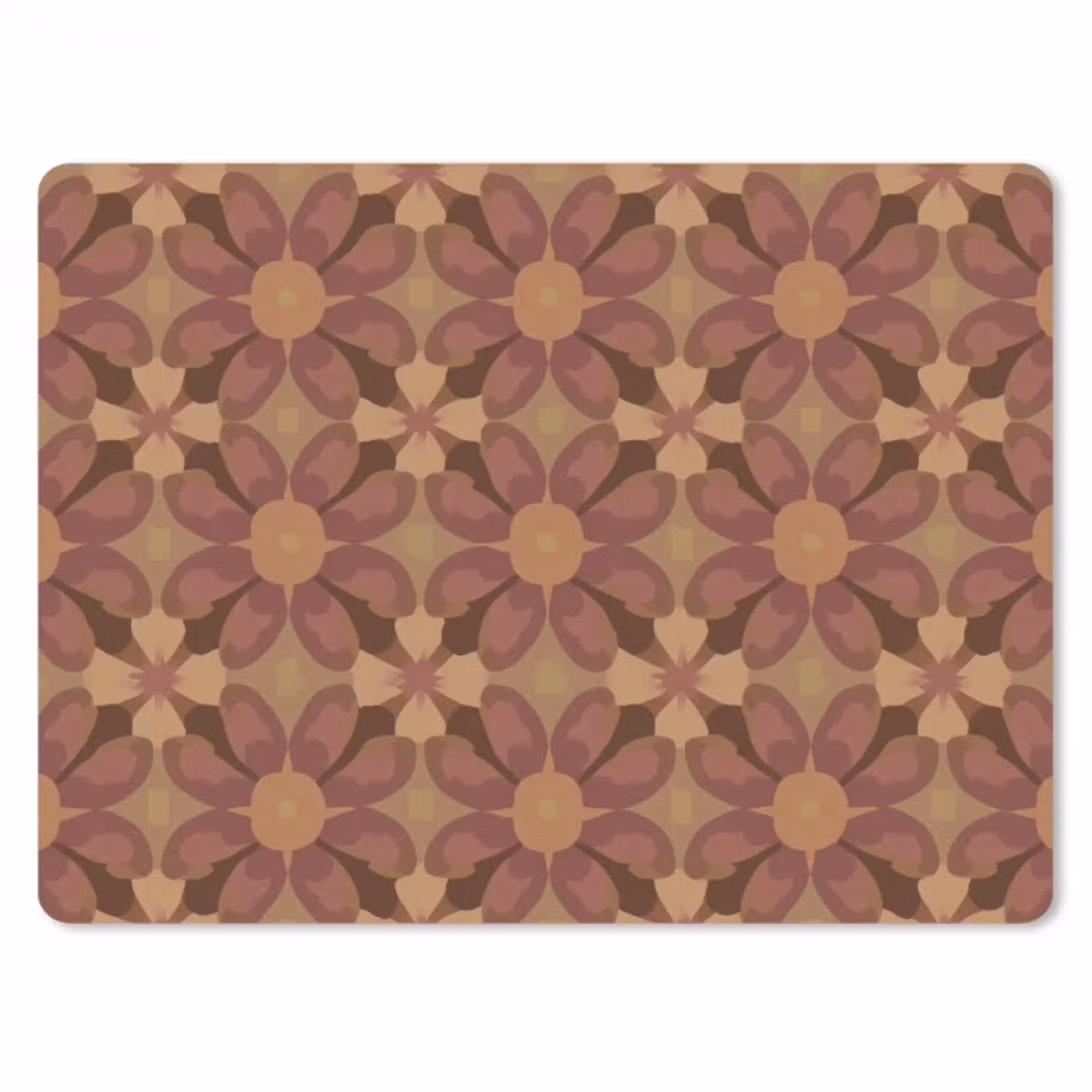 Retro - Bloemen - Bruin muismat rubber klein 262 -3d