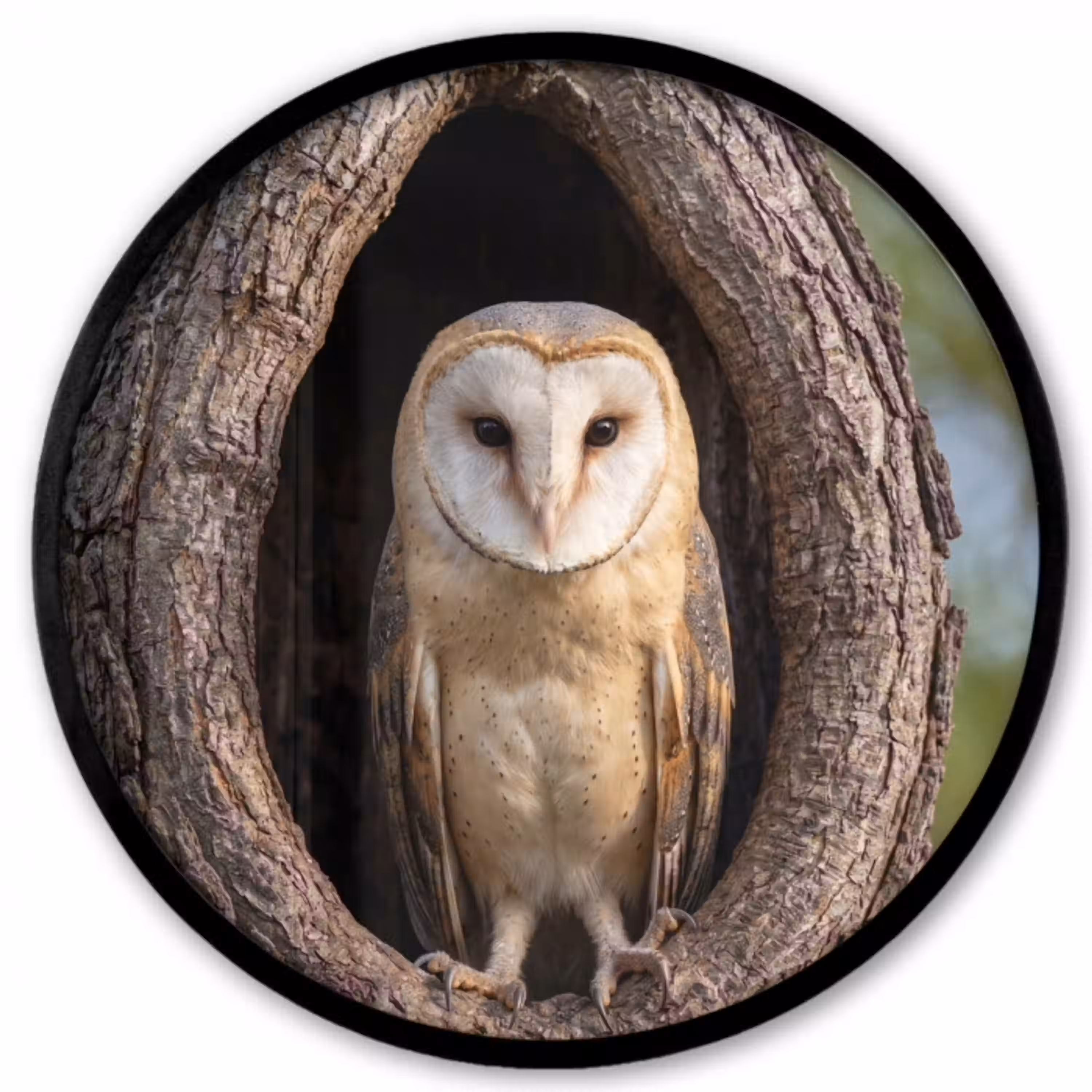 Kerkuil - Boom - Natuur - Bruin Fotolijst rond zonder passe partout klein -3d
