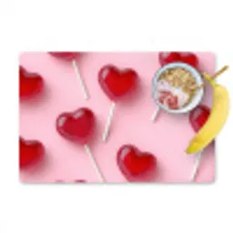 Lollies - Hartjes - Roze Placemat vinyl groot -zzzproduct_Kitchenyeah-website