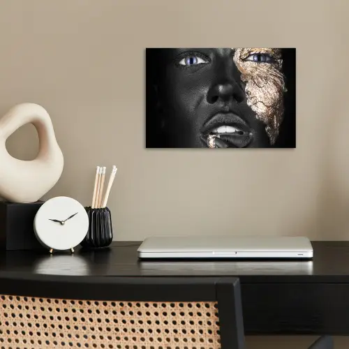 Vrouw - Bladgoud - Zwart - Huid - Luxe poster papier klein -sfeer1