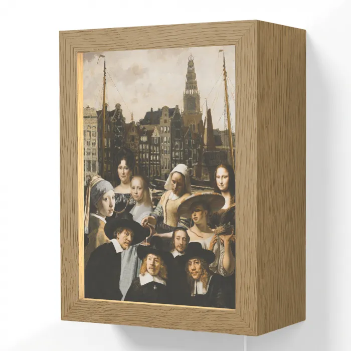 Schilderij - Oude Meesters - Collage Light Box met kabel (Wandlamp) klein -3d