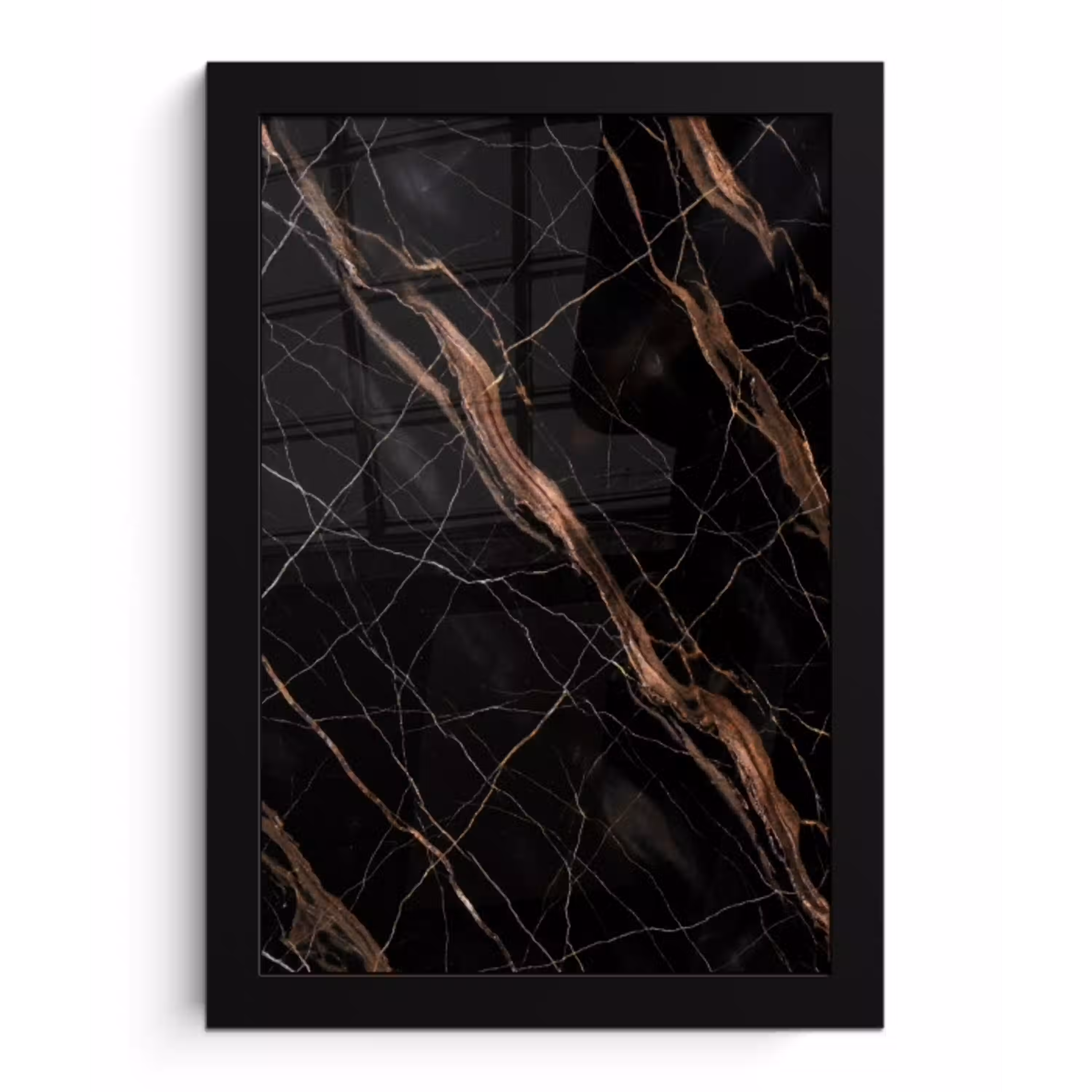 Marmer - Goud - Patroon - Luxe - Zwart fotolijst zwart zonder passe partout klein -3d
