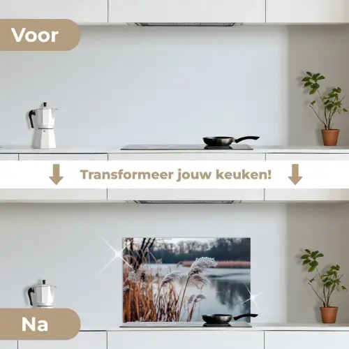 Riet - Gras - Natuur - Winter - Meer keuken achterwand spatscherm klein -voor_na_NL