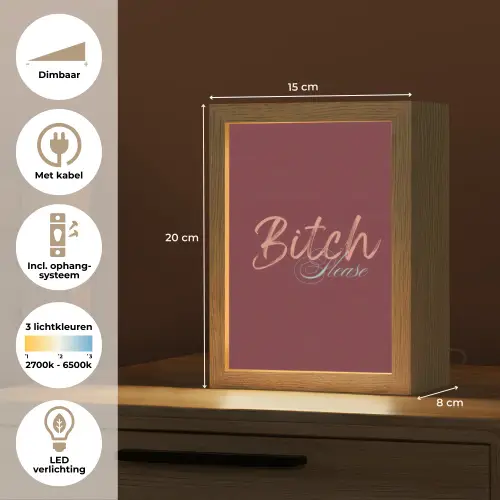 Bitch please - Rood - Blauw Light Box met kabel (Tafellamp) klein -USP_NL
