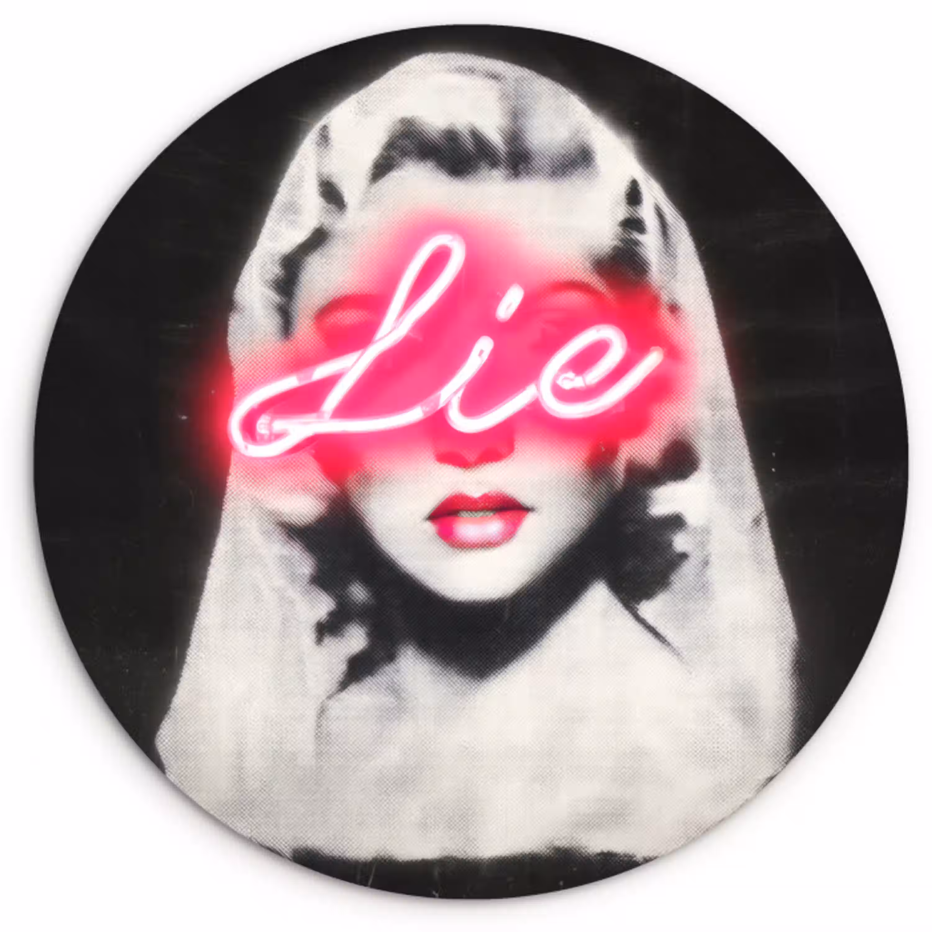 Neon - Letters - Vintage - Vrouw Wandcirkel plexiglas klein -3d