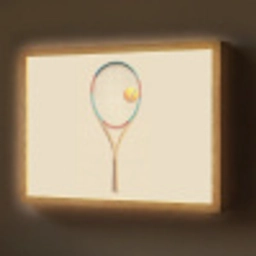 Tennisracket - Bal - Beige Light Box met batterij (Wandlamp) middel -z3d_website