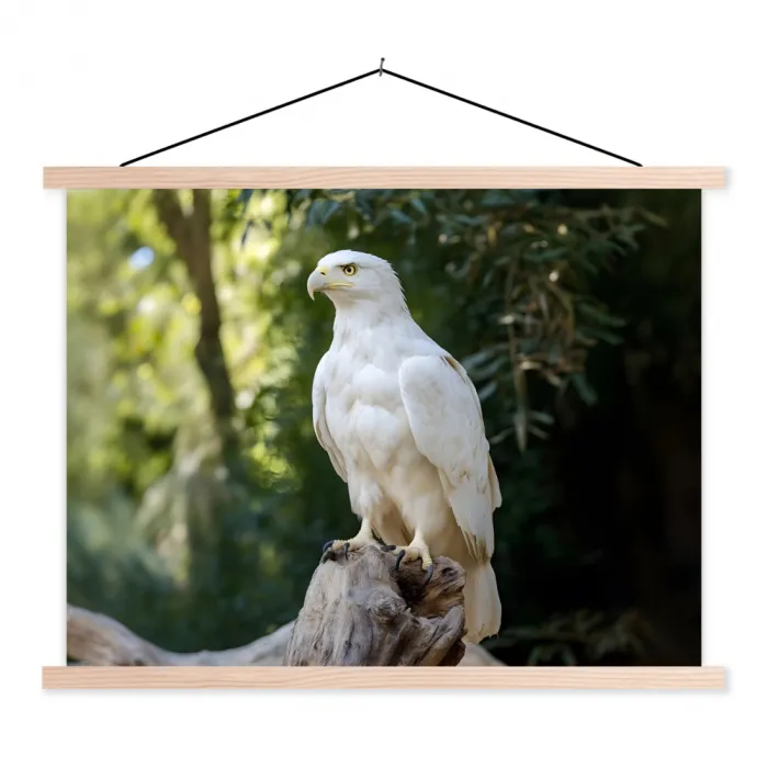 Arend - Hout - Wit - Planten textielposter latten blank klein -3d