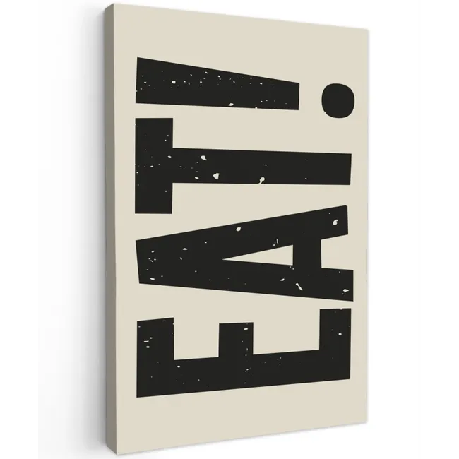 Eten - zwart - Japandi - Wit Tuinposter op houten frame 2 cm dik klein -3d