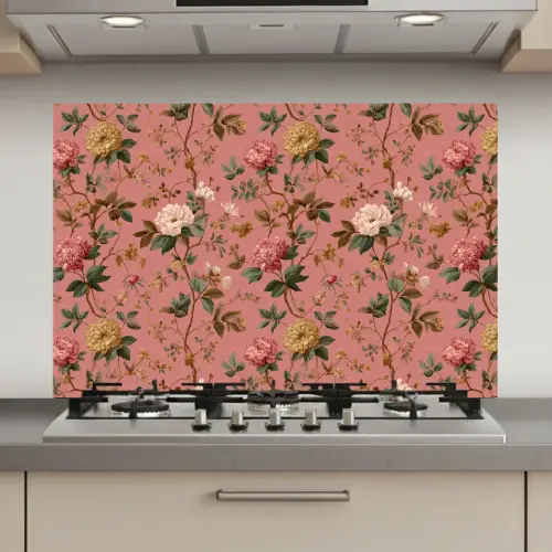 Klassiek - Botanisch - Roze keuken achterwand spatscherm klein 900 -3d_website
