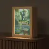 Brug - Hout - Vijver - Waterlelies Light Box met kabel (Tafellamp) klein -z3d_website
